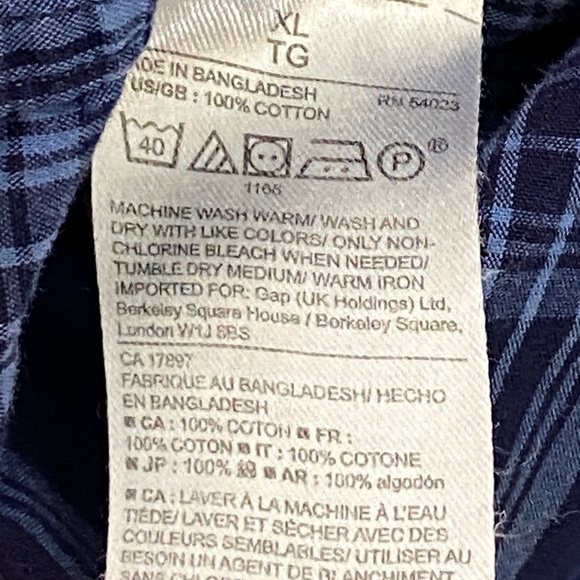 Gap Button Up Shirt Classic Fit 100% Cotton Blue Plaid Sz XL - Picture 6 of 7